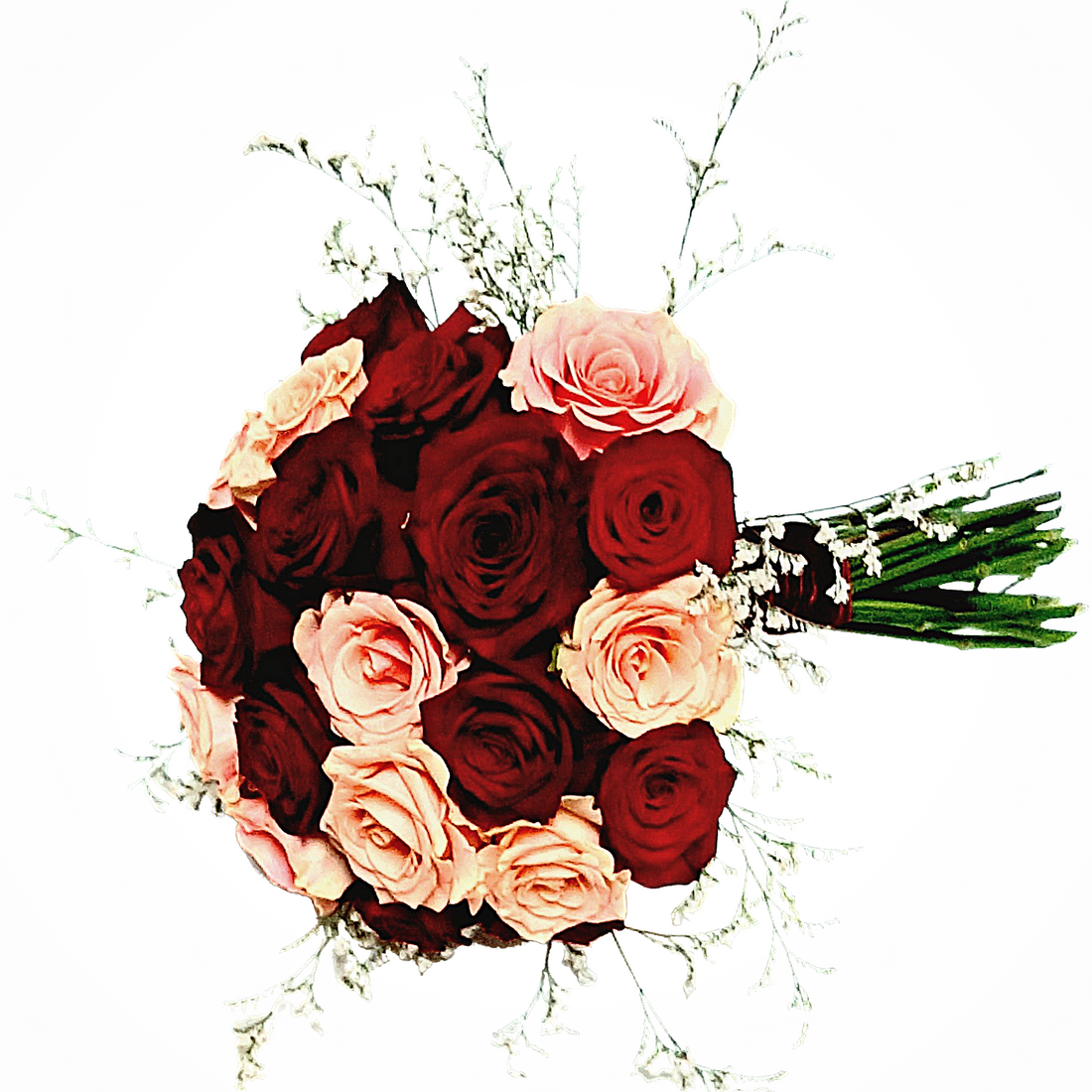 Brúðarvöndur rauður og bleikur - Reykjavíkurblóm